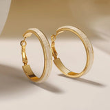 Simple Enamel Black 18K Gold Anti Tarnish Hoop Earring For Women