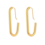 Simple Oval 18K Gold Stainless Steel Anti Tarnish Hoop Earring For Women