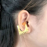 Square Round 18K Gold Brass Anti Tarnish Ear Cuff Earring For Women