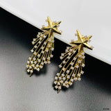 Star Filigree Cubic Zirconia 18K Gold Anti Tarnish Dangler Earring For Women