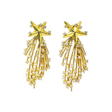 Star Filigree Cubic Zirconia 18K Gold Anti Tarnish Dangler Earring For Women