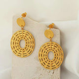 Oval filigree 18K Gold Anti Tarnish Dangler Earring For Women