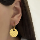 Clover Flower Stainless Steel 18K Gold Anti Tarnish Hoop Drop Earring For Women