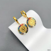 Rainbow Evil Eye Enamel Stainless Steel Multi 18K Gold Anti Tarnish Dangler Hoop Earring For Women