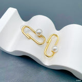 Simple Pearl White 18K Gold Anti Tarnish Drop Hoop Earring For Women