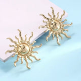 Sun 18K Gold Anti Tarnish Stud Earring For Women