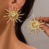 Sun 18K Gold Anti Tarnish Stud Earring For Women