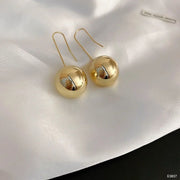 Ball Glossy 18K Gold Anti Tarnish Drop Hoop Earring For Women