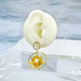 Lotus Flower 18K Gold Cubic Zirconia Pearl Anti Tarnish Dangler Earring For Women