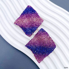 Rhombus Wave Pink 18K Gold Cubic Zirconia Anti Tarnish Stud Earring For Women Group6