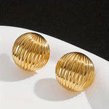 Half Round 18K Gold Anti Tarnish Stud Earring For Women