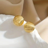 Half Round 18K Gold Anti Tarnish Stud Earring For Women