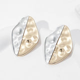 Dented Rhombus Multi 18K Gold Silver Stainless Steel Stud Dangler Earring For Women