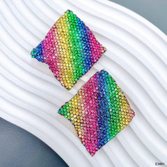 Rhombus Wave Pink 18K Gold Cubic Zirconia Anti Tarnish Stud Earring For Women Group6