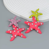 Big Star Cubic Zirconia Enamel Pink Multicolour Silver Alloy Dangler Earring For Women