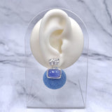 Round Rectangle Blue Silver Anti Tarnish Dangler Earring For Women