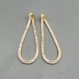 Baguette Cut Chain 18K Gold Cubic Zirconia Anti Tarnish Dangler Tassel Earring For Women