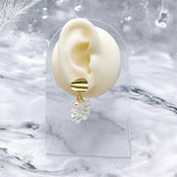 Flower White 18K Gold Pearl Anti Tarnish Dangler Drop Earring For Women