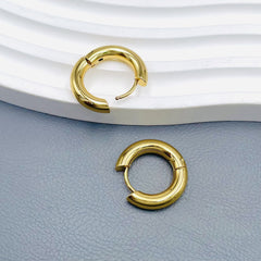 Solid 18K Gold Stainless Steel Hoop Earring For Women