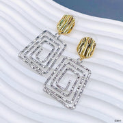 Square Coil Silver 18K Gold Anti Tarnish Dangler Earring For Women