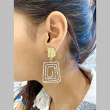 Square Coil Silver 18K Gold Anti Tarnish Dangler Earring For Women