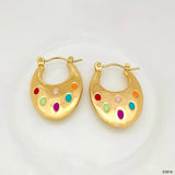 Rainbow Multi 18K Gold Enamel Anti Tarnish Hoop Stainless Steel Earring For Women