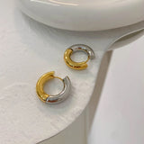 Two Tone Round 18K Gold Silver Anti Tarnish Hoop Earring For Women