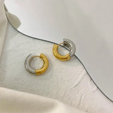 Two Tone Round 18K Gold Silver Anti Tarnish Hoop Earring For Women