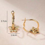 Star 18K Gold Anti Tarnish Hoop Dangler Earring For Women