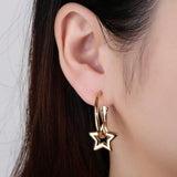 Star 18K Gold Anti Tarnish Hoop Dangler Earring For Women