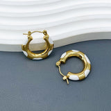 White 18K Gold Enamel Anti Tarnish Hoop Earring For Women