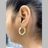 White 18K Gold Enamel Anti Tarnish Hoop Earring For Women