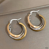 Triple Layer Stainless Steel 18K Gold Silver Rose Gold Anti Tarnish Hoop Earring For Women