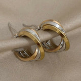 Triple Layer Stainless Steel 18K Gold Silver Rose Gold Anti Tarnish Hoop Earring For Women