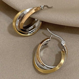 Triple Layer Stainless Steel 18K Gold Silver Rose Gold Anti Tarnish Hoop Earring For Women