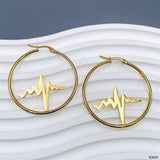 Heart Beat 18K Gold Anti Tarnish Hoop Stainless Steel Earring For Women