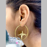 Heart Beat 18K Gold Anti Tarnish Hoop Stainless Steel Earring For Women