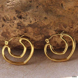 Heart Love 18K Gold Stainless Steel Anti Tarnish Hoop Earring For Women