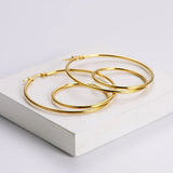 Big Dual Ring 18K Gold Anti Tarnish Hoop Earring For Women