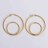 Big Dual Ring 18K Gold Anti Tarnish Hoop Earring For Women