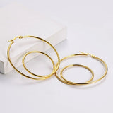 Big Dual Ring 18K Gold Anti Tarnish Hoop Earring For Women