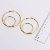 Big Dual Ring 18K Gold Anti Tarnish Hoop Earring For Women