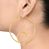 Big Dual Ring 18K Gold Anti Tarnish Hoop Earring For Women