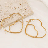 Big Dual Heart 18K Gold Anti Tarnish Hoop Earring For Women