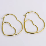 Big Dual Heart 18K Gold Anti Tarnish Hoop Earring For Women