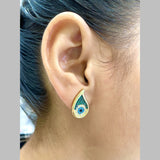 Drop Evil Eye Green 18K Gold Cubic Zirconia Crystal Anti Tarnish Stud Earring For Women