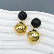 Ball Crystal Black 18K Gold Anti Tarnish Dangler Drop Earring For Women