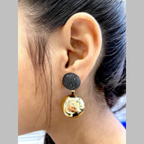 Ball Crystal Black 18K Gold Anti Tarnish Dangler Drop Earring For Women