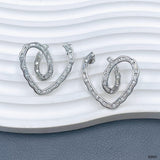 Heart Baguette Cubic Zirconia Silver Anti Tarnish Stud Earring For Women