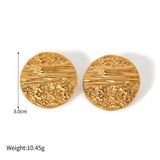 Dented Disc Round 18K Gold Anti Tarnish Stud Earring For Women